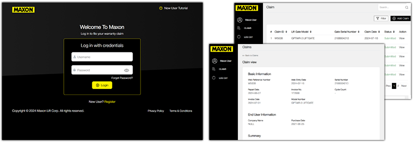 warranty claim page